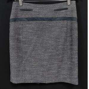 EXPRESS Gray Pencil Skirt Solid Faux Leather Trim Women Size 2